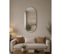 Deenz Large Silver Oval Frameless Design Wall Hanging Mirror Round Edges Glass Horizontal & Vertical Orientation Furniture 40X70Cm