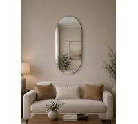 DEENZ Large Silver Oval Frameless Design Wall Hanging Mirror Round Edges Glass Horizontal & Vertical Orientation Hallway Furniture Décor 40x70Cm