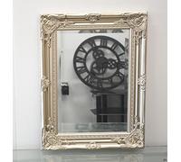 DEENZ Large Vintage champagne Gold Ornate Leaner Wall Hanging Mirror Deep Frame, Bedroom Décor Wooden Flowery Design (champagne 45x60cm)