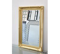 DEENZ Large Vintage Silver Gold Ornate Leaner Wall Hanging Mirror Deep Frame, Bedroom Décor Wooden Flowery Design (Gold 60x90cm)