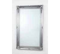 DEENZ Large Vintage Silver Ornate Leaner Wall Hanging Mirror Deep Frame, Bedroom Décor Wooden Flowery Design (Silver 60x90cm)
