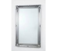 Deenz Large Vintage Silver Ornate Leaner Wall Hanging Mirror Deep Frame Flowery