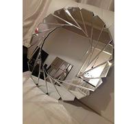 DEENZ Large Wall Mirror Art Deco Black Frame Round Bevelled Edge Wall Mirror Glass 60cm Swirl Design