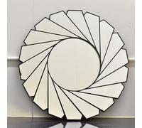 Deenz Large Wall Mirror Art Deco Frame Round Swivel Style Wall Mirror Glass 61Cm Swirl Design Home Decor (Black)