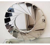 DEENZ Large Wall Mirror Art Deco Frame Round swivel style Wall Mirror Glass 61cm Swirl Design Home Decor (Silver)