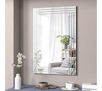 Deenz Large Wall Mirror Silver Bevelled Triple Strips Mdf Back Modern Glass Wall Mirror Home Decor Bedroom Living Room (60X90Cm)