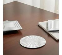 Deenz Line Center Glitter Set 4X Coasters 10Cm, 4X Placemat 22X29Cm & 1X Center Plate 20Cm Glass Mirrored Sparkle Dining Table