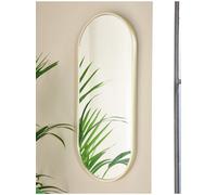 Deenz Losange Wall Mounted Mirror Golden-Tone Oval/pill Metallic Finish Aluminium & Glass Frame Curved Border 71 X 30.8 X 1.8 Cm