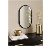 Deenz Lozenge Oval Silhouette Wall Mounted Mirror Classical Black Plastic/glass Construction Antique Arched Framed 50 X 30 Cm