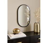 DEENZ Lozenge Oval Silhouette Wall Mounted Mirror Classical Black Plastic/Glass Construction Antique Arched Framed House Warming Practical Solution Hanging Both Way Portrait & Landscape 50 X 30 Cm