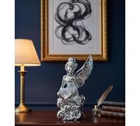 DEENZ Luxury Tinker Bell Sitting Angel Crushed Diamond Wings Decor Ornament Gypsy Romany Ceramic 25Cm Home Décor Gift (Silver)