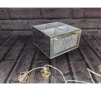 Makeup Brush Holder Organiser Crushed Diamond Jewel Mirror Beauty box Makeup Brush Cup Container Storage Case, 4 Compartments Crystel Beauty Box On Swivel