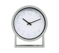 Deenz Mantel Clock Soft Sage Green Finish Compact Round Design Built-In Stand Classic Tabletop Analogue Display Timepiece 23X20 Cm