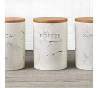 Deenz Marble Effect Kitchen Canister Jars For Tea - Coffee - Sugar Set 3Pc, Home Decorative, Kitchen, Dining Table