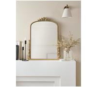 Deenz Metallic Golden-Tone Antique Style Ornate Framed Scrollwork Wall/table Mirror Rectangle Crown Glass & Wood 65 X 53.8 X 4 Cm