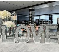 Deenz Mirror Crushed Crystal Love Ornament Elegant Ornament, Ideal For Shelves And Tables, Luxurious Home Addition.