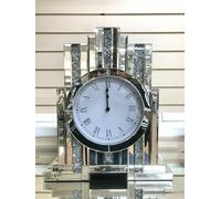 DEENZ Mirrored Crushed Crystal Diamond Mantel Clock Freestanding & Table Wall Shelf (Clock)