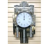 DEENZ Mirrored Crushed Jewel Crystal Diamond Mantel Clock Wall Clock Wall Hanging Home Decor 70x33cm