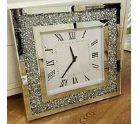 DEENZ Mirrored Glass Square Wall Clock Black Hands