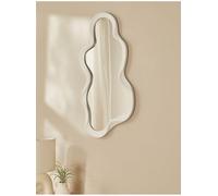 DEENZ Modern Creative Wavy Wall Hanging Full-Length Mirror Cloud Shape White Asymmetrical Framed Glass & Plastic Materials Irregular Geometric Pattern Curved Unique Artistic Border 76 X 35 X 2.3 Cm