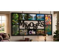 DEENZ Modern Rectangular Collage Multi-Picture Photo 6x4'' & 7x5'' Frame 10 Apertures 'MEMORIES' Text Gift Idea Display Wall Horizontal Hanging Capture Your Precious Moments 71 X 36 X 3 Cm (BLACK)
