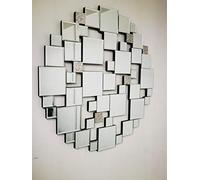 Deenz Modern Round Square Cut Outs Lounge Bathroom Venetian Glitz Accent Mirror 60Cm The World'S Largest Mirror Collection Of Deenz Store