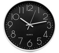 Deenz Modern Wall Clock Round Analogue 29Cm Round Wall Clock For Home Living Room Office Bedroom & Kitchen Modern ( Black )
