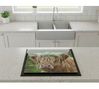 DEENZ Multicolour Highland Cow Universal Hob Cover Plate 5Mm Thick Tempered Glass All Types Cookers Kitchen Decor Worktop Saver 4X Feet Large Chopping Board 60 X 52 Cm (Hob Cover)