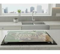 DEENZ Multicolour Highland Cow Universal Hob Cover Plate 5Mm Thick Tempered Glass All Types Cookers Kitchen Decor Worktop Saver 4X Feet Large Chopping Board 60 X 52 Cm (Hob Cover with 4 X Grey Feet)