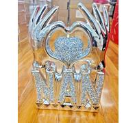 DEENZ Nan Heart Hand Silver Crushed Diamond Crystal Ornament Home Decor Gift Bling Best Gift For NAN (Silver)