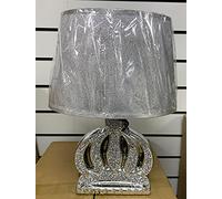 DEENZ New Crushed Diamond Silver Led Table Lamp Flower Style with Shade Glitter Romany Sparkly