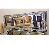Deenz New Diamond Crush Crystal Large Sparkly Silver Wall Mirror 120X40Cm Living Room The World'S Largest Mirror Collection Of Deenz Store