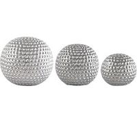 Deenz New Elegant Set Of 3 Titanium Silver Ceramic Dimpled Spheres Ornaments Decorative Look Different Sizes
