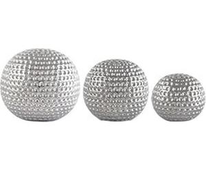 Deenz New Elegant Set Of 3 Titanium Silver Ceramic Dimpled Spheres Ornaments Decorative Look Different Sizes