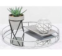Deenz New Elegant Silver Round Mirror Tray Display Your Possessions