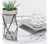 Deenz New Elegant Silver Round Mirror Tray Display Your Possessions
