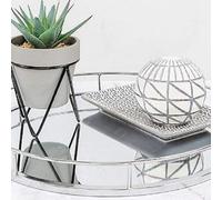 Deenz New Elegant Silver Round Mirror Tray Display Your Possessions 2X (30Cm/32Cm)