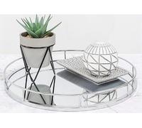 Deenz New Elegant Silver Round Mirror Tray Display Your Possessions (32Cm)