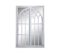 DEENZ New Ex Large Rustic White Window Style Arch Wall Mirror Garden Vintage 66X96Cm