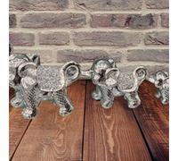 Deenz New Silver Set Of 3 Elephants Sparkle Bling Ornament Crushed Diamonds Home Decor