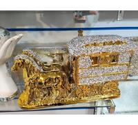 DEENZ Ornaments Horse With Wagon Gypsy Crushed Diamond Carriage Ornament Shelfsitter Bling (Gold)