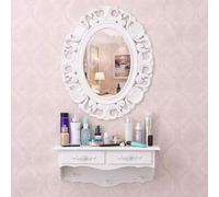 Deenz Oval Baroque Hanging Mirror Beautiful Wall Mirror Chic Mirror Home Decor Best For Gift 54X44Cm (White)