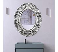 DEENZ Oval Baroque Hanging Mirror Beautiful Wall Mirror Chic Mirror Home Decor Best For Gift 54x44Cm (Silver)