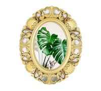 DEENZ Oval Baroque Hanging Mirror Beautiful Wall Mirror Chic Mirror Home Decor Best For Gift 54x44Cm (Gold)