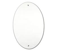 B&Q Oval Drilled Mirror – Frameless, Durable, Wall-Mounted – Bathroom & Living Room – 60 x 40 cm