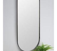 Deenz Oval Pill Wall Mirror Mounted Black Rustproof Aluminium Deep Framed Bedroom Bathroom 101X31Cm