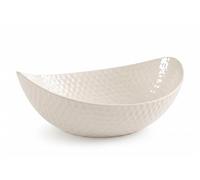 DEENZ Oval Shape Ceramic Fruit Bowl Matte Finished Dining Table Home Décor Storage Display Kitchen Organiser Gift Idea 29.5x24x11.5Cm (White)