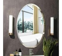 DEENZ Oval Shape Frameless Round Wall Mounted Mirror Frameless Bathroom Living Room A Must Have Mirror Home Decor (40X60 Cm)