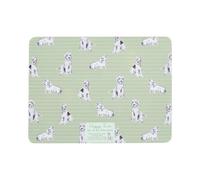 Deenz Pack Of 12 Waggy Tails Dog Coaster & Placemat Sage Green Cork Back White Stripes Protect Dining Surface Table Decor 29X21 Cm