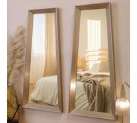Deenz Pack Of 2 Asymmetric Style Mirror Sleek Metallic Finish Frame Wall Hanging Champagne Idea Irregular Edges Home Décor 98X41Cm